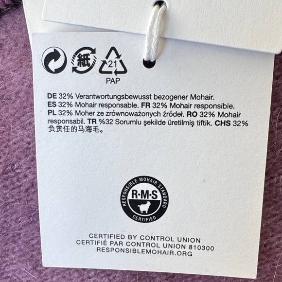 Paris Atelier & Other Stories Size XS Lavender Button-Up Cardigan Mohair - Picture 12 of 14